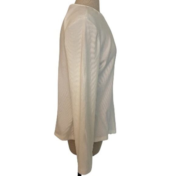 Soft Ivory ribbed womens cardigan New lightweight round neck long sleeve sweater - Picture 3 of 6